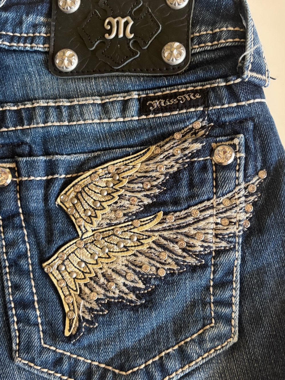 Miss Me Blue Faded Denim Shortie Shorts - Picture 5 of 10